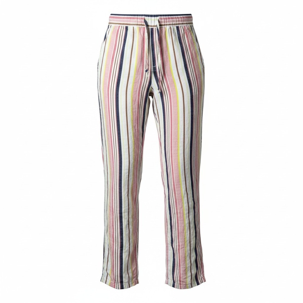 Old Navy Womens Y2K Pink Striped Linen Blend Pull On Drawstring Pants Size Small
